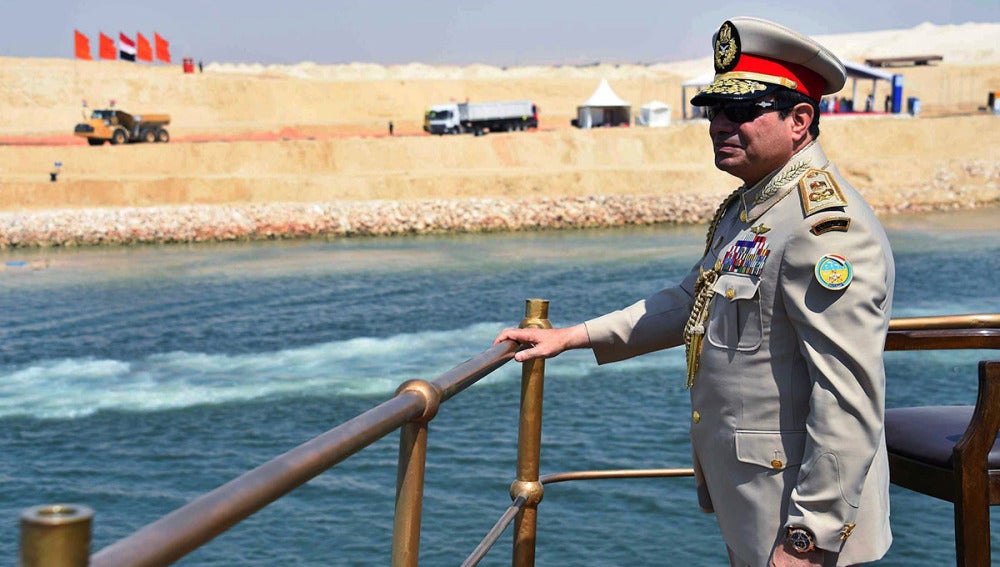 Abdelfatah al Sisi, durante la inauguración del nuevo canal de Suez