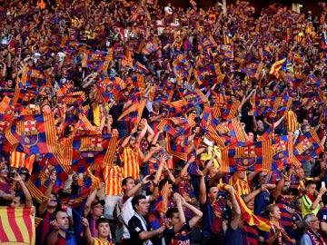 La afición del Barcelona durante la final de la Champions en Berlín