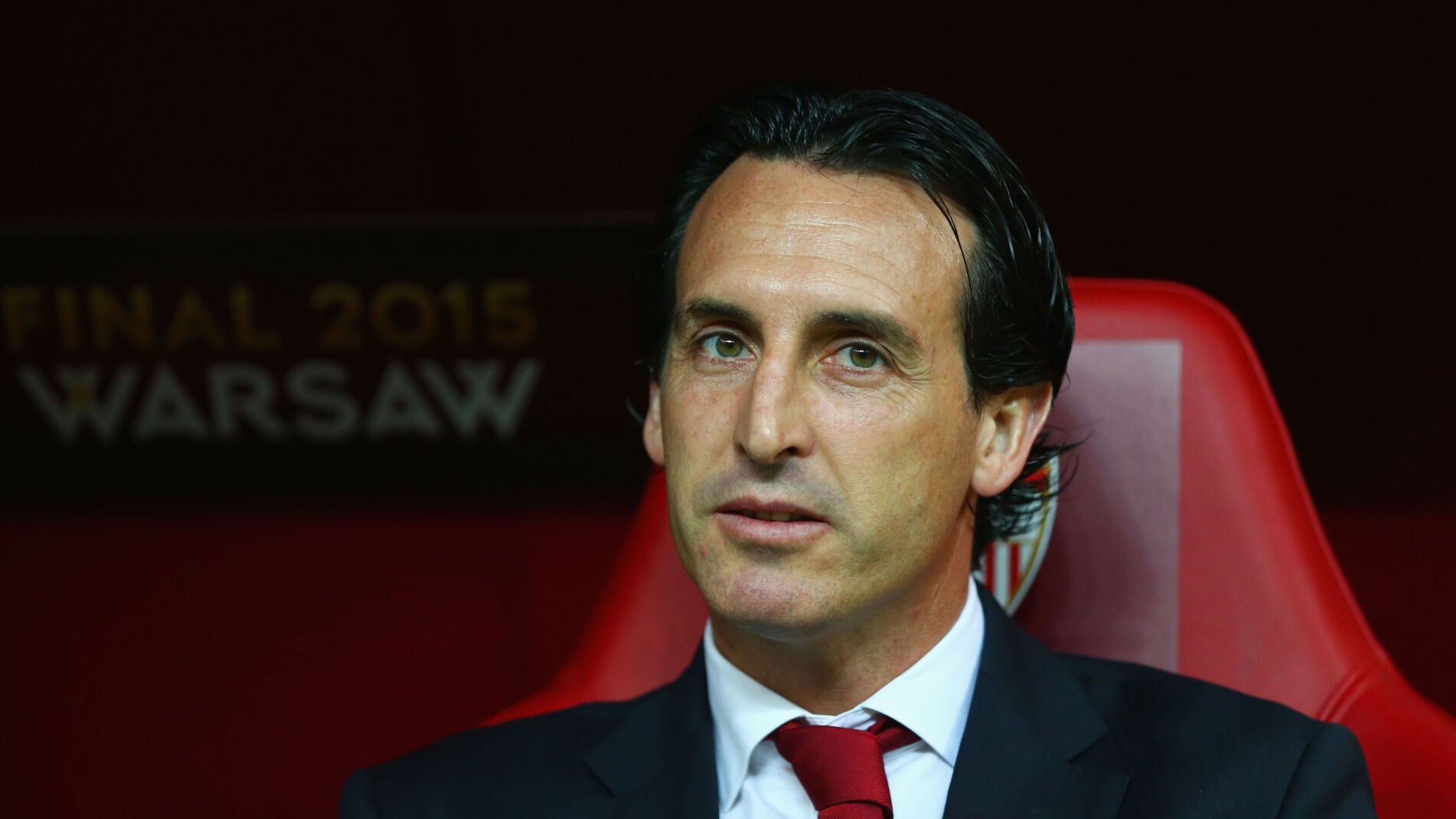 Emery en el banquillo durante la final de la Europa League