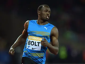 Usain Bolt durante la final de los 100 metros en Londres Usain Bolt durante la final de los 100 metros en Londres