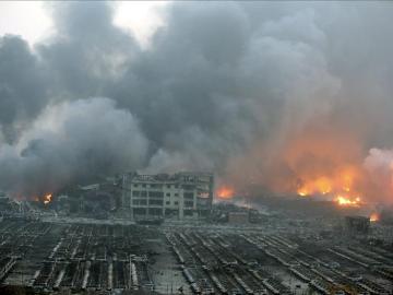 Vista tras las explosiones en Tianjin (China) Vista tras las explosiones en Tianjin (China)