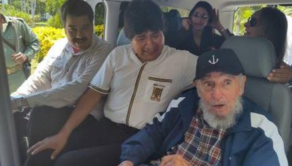 Castro con Morales y Maduro