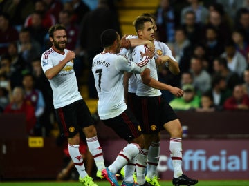 El Manchester United celebra el gol de Januzaj El Manchester United celebra el gol de Januzaj