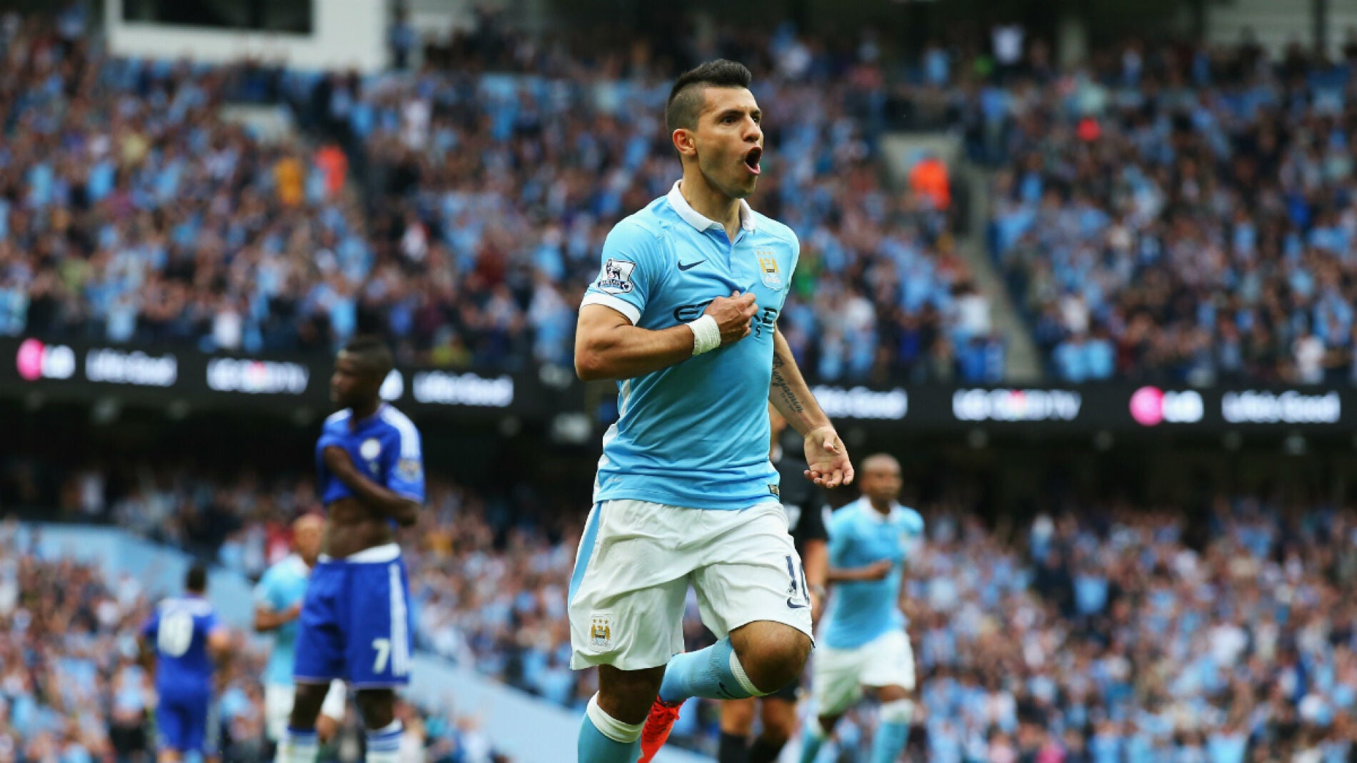 El Kun Ag&uuml;ero tras marcar al Chelsea