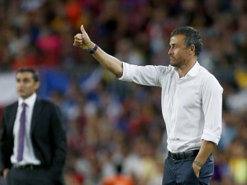  El entrenador del FC Barcelona, Luis Enrique, y el del Athletic Club, Ernesto Valverde