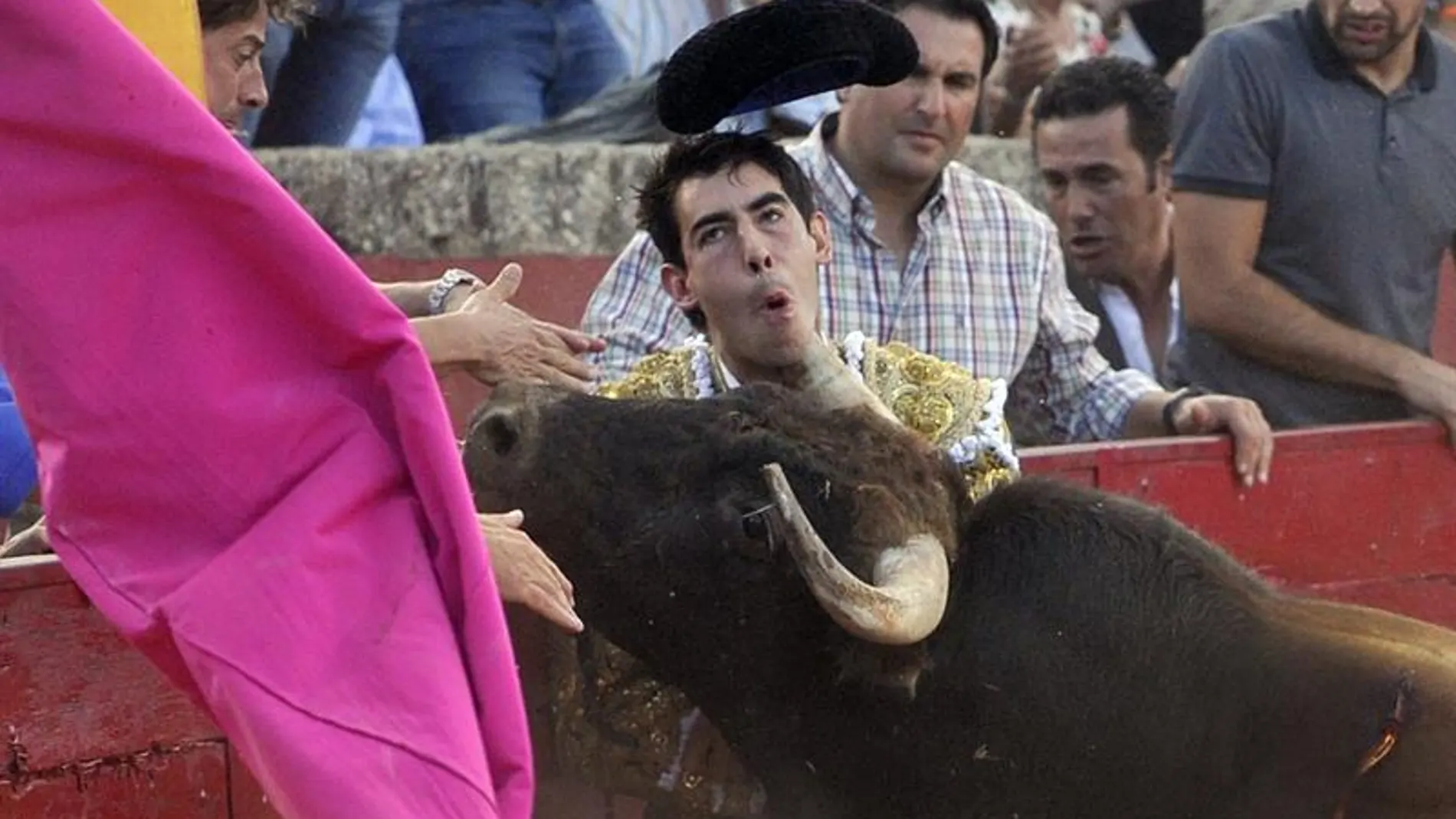 Cornada en el cuello sufrida por el diestro malagueño Saúl Jiménez Fortes Cornada en el cuello sufrida por el diestro malagueño Saúl Jiménez Fortes