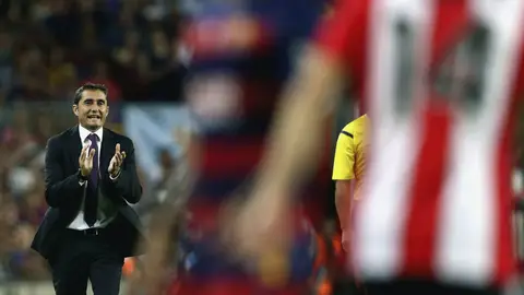 Valverde, durante la vuelta de la Supercopa de España Valverde, durante la vuelta de la Supercopa de España