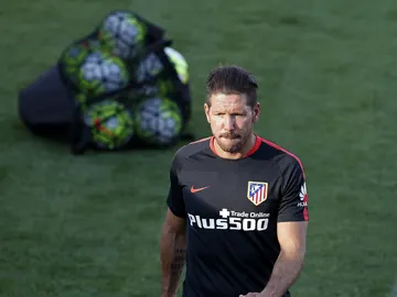 Simeone, durante el entrenamiento del Atleti Simeone, durante el entrenamiento del Atleti