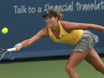 Garbiñe Muguruza, durante el partido contra Shvedova