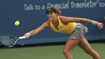 Garbiñe Muguruza, durante el partido contra Shvedova