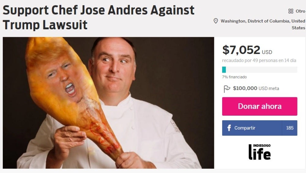 Ayuda al cocinero José Andrés contra la demanda de Trump