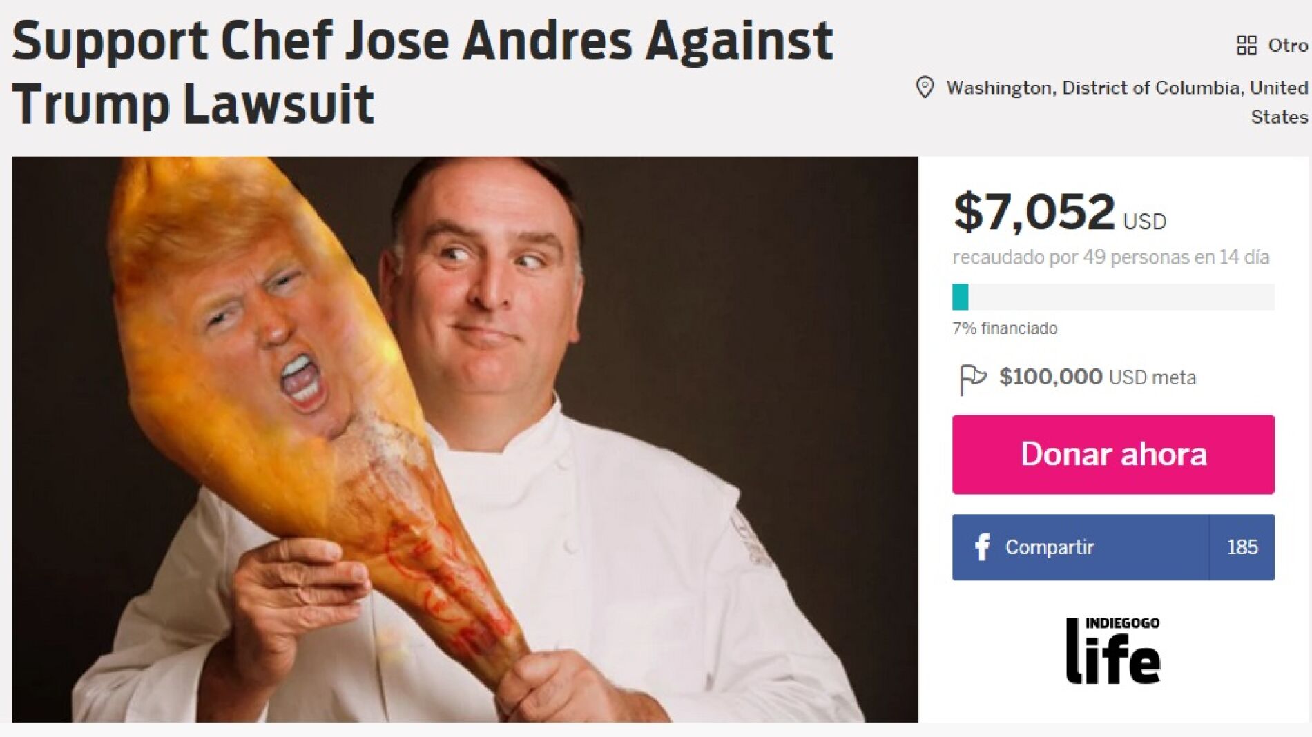 Ayuda al cocinero Jos&eacute; Andr&eacute;s contra la demanda de Trump