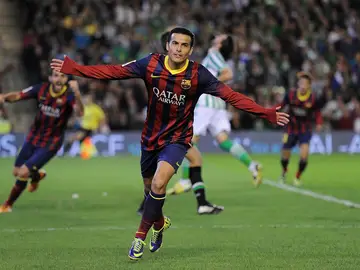 Pedro celebra un gol con el FC Barcelona Pedro celebra un gol con el FC Barcelona