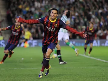 Pedro celebra un gol con el FC Barcelona Pedro celebra un gol con el FC Barcelona