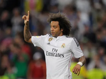 Marcelo tras anotar su gol con el Real Madrid Marcelo tras anotar su gol con el Real Madrid