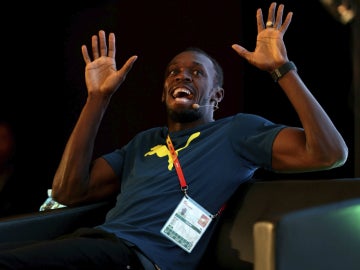 Usain Bolt, durante la rueda de prensa