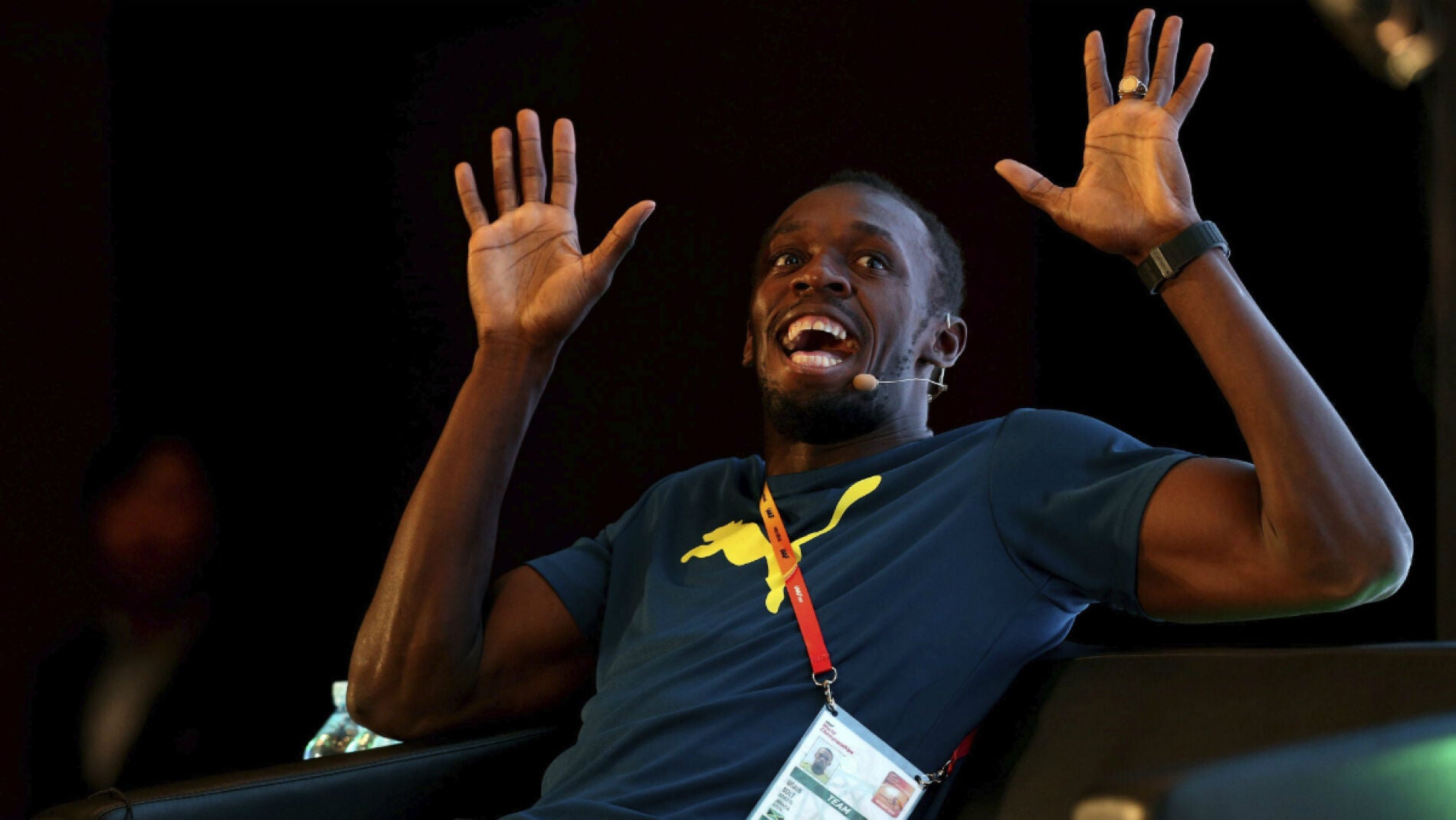 Usain Bolt, durante la rueda de prensa