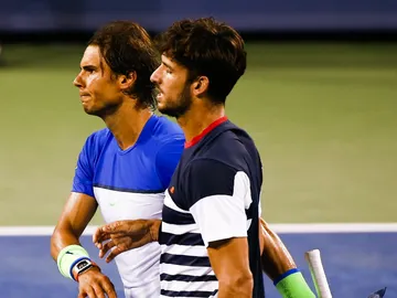 Rafa Nadal y Feliciano López se saludan tras el partido Rafa Nadal y Feliciano López se saludan tras el partido