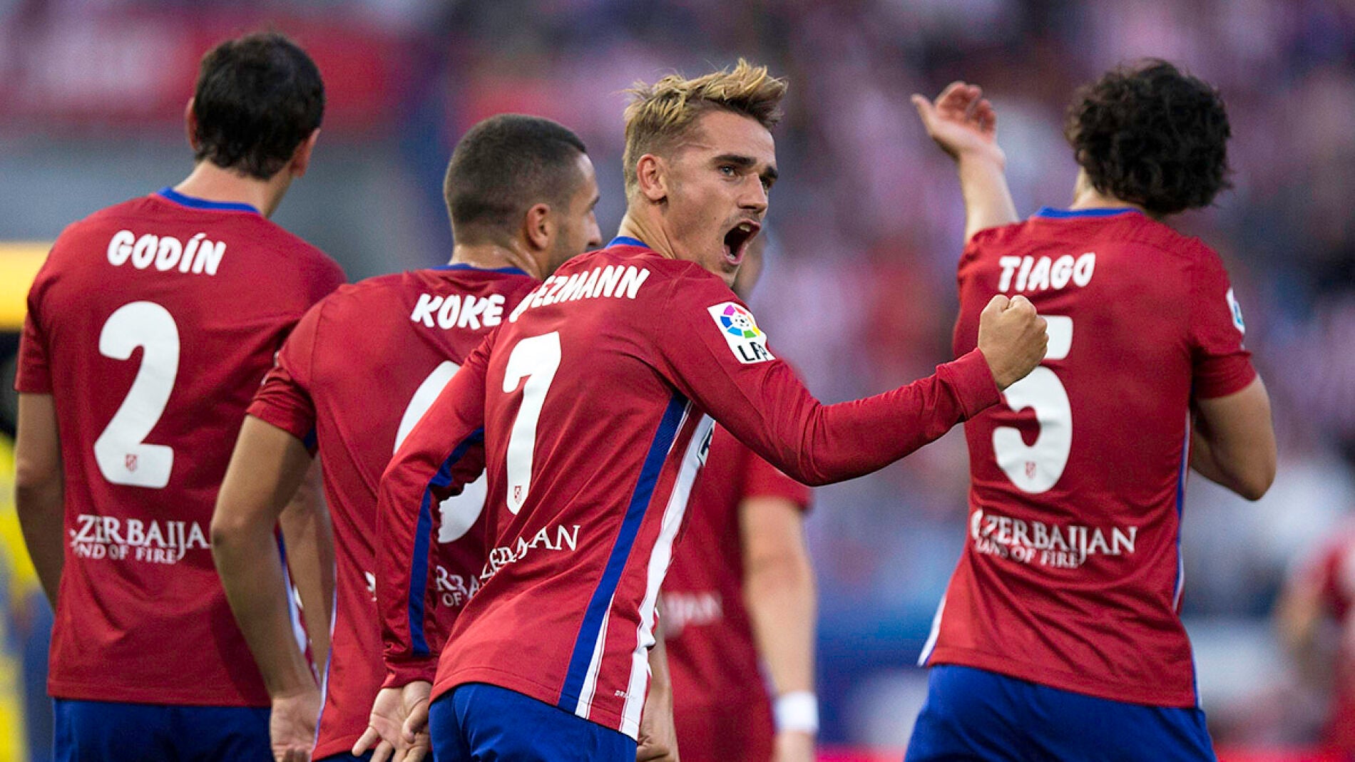 Griezmann celebra su gol con el Atl&eacute;tico