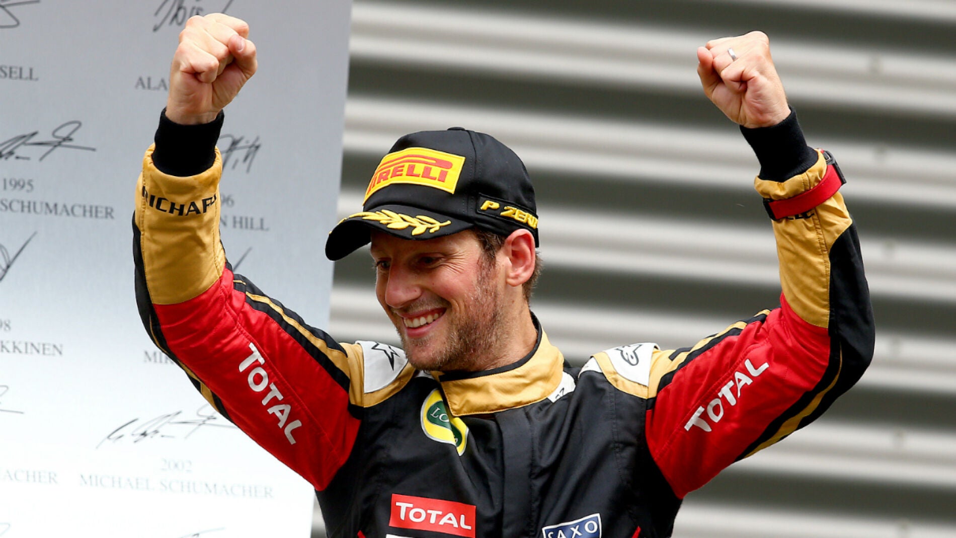 Grosjean, en el podio de B&eacute;lgica