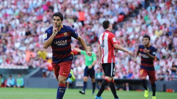 Luis Suárez festeja su gol ante el Athletic