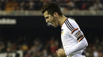 El jugador del Valencia celebrando un gol