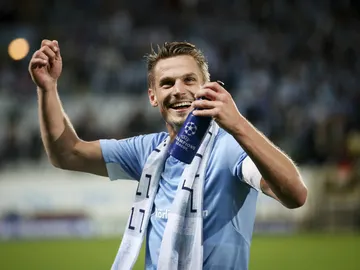 Markus Rosenberg, del Malmö, celebra la victoria de su equipo Markus Rosenberg, del Malmö, celebra la victoria de su equipo