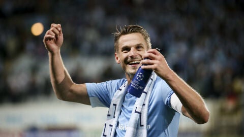 Markus Rosenberg, del Malm&ouml;, celebra la victoria de su equipo