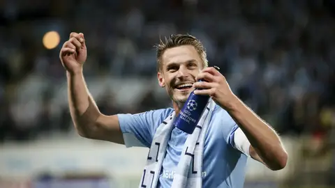 Markus Rosenberg, del Malmö, celebra la victoria de su equipo Markus Rosenberg, del Malmö, celebra la victoria de su equipo