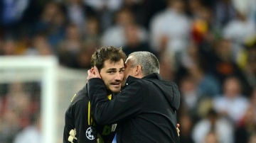 Iker Casillas y José Mourinho, durante su etapa en el Real Madrid