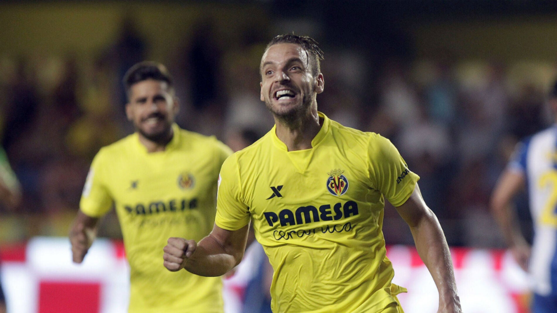 Soldado celebra su gol contra el Espanyol