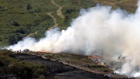 Uno de los focos del incendio declarado este jueves en Valderredible.