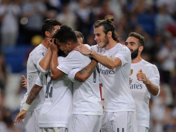 El Real Madrid celebra un gol esta pretemporada