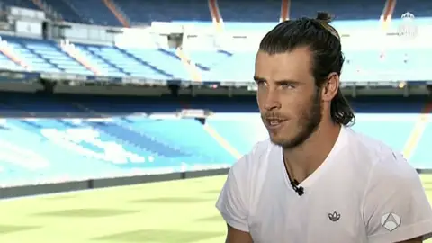 Gareth Bale, durante la entrevista Gareth Bale, durante la entrevista