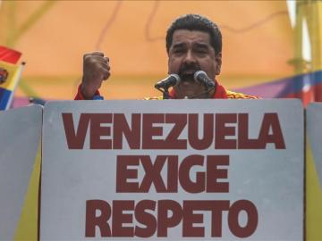 Maduro durante la concentración a favor del cierre fronterizo