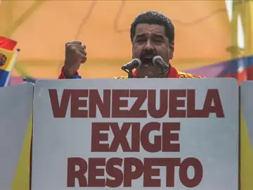 Maduro durante la concentración a favor del cierre fronterizo Maduro durante la concentración a favor del cierre fronterizo
