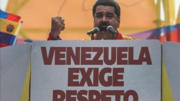 Maduro durante la concentración a favor del cierre fronterizo