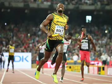 Usain Bolt, radiante tras ganar el 4x100 Usain Bolt, radiante tras ganar el 4x100
