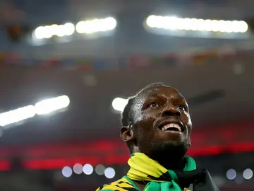 Usain Bolt, tras ganar el oro en 100 metros lisos Usain Bolt, tras ganar el oro en 100 metros lisos