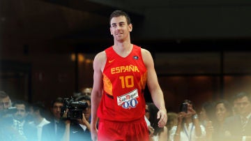 Víctor Claver, durante la presentación de la selección de baloncesto