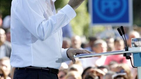 Mariano Rajoy durante el discurso en Soutmaior