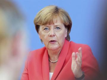 La canciller alemana Angela Merkel durante la rueda de prensa