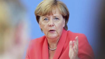 La canciller alemana Angela Merkel durante la rueda de prensa