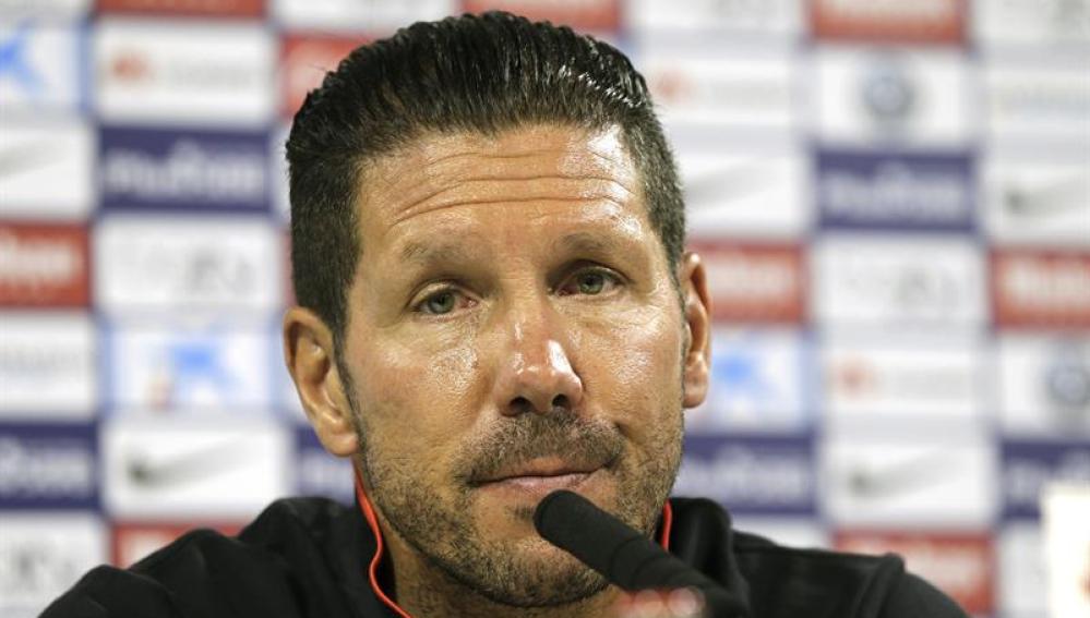 El 'Cholo' Simeone, entrenador del Atlético de Madrid, durante una rueda de prensa