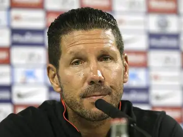 El 'Cholo' Simeone, entrenador del Atlético de Madrid, durante una rueda de prensa El 'Cholo' Simeone, entrenador del Atlético de Madrid, durante una rueda de prensa