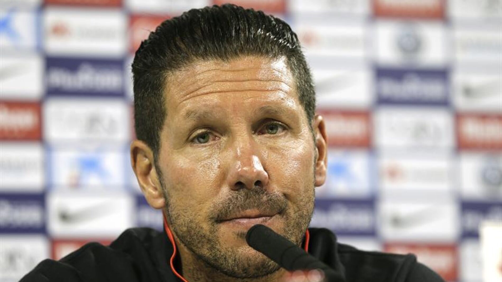 El 'Cholo' Simeone, entrenador del Atl&eacute;tico de Madrid, durante una rueda de prensa