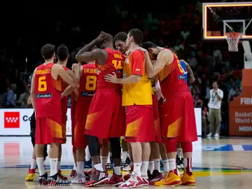 Los jugadores de la selección española de baloncesto, haciendo piña Los jugadores de la selección española de baloncesto, haciendo piña
