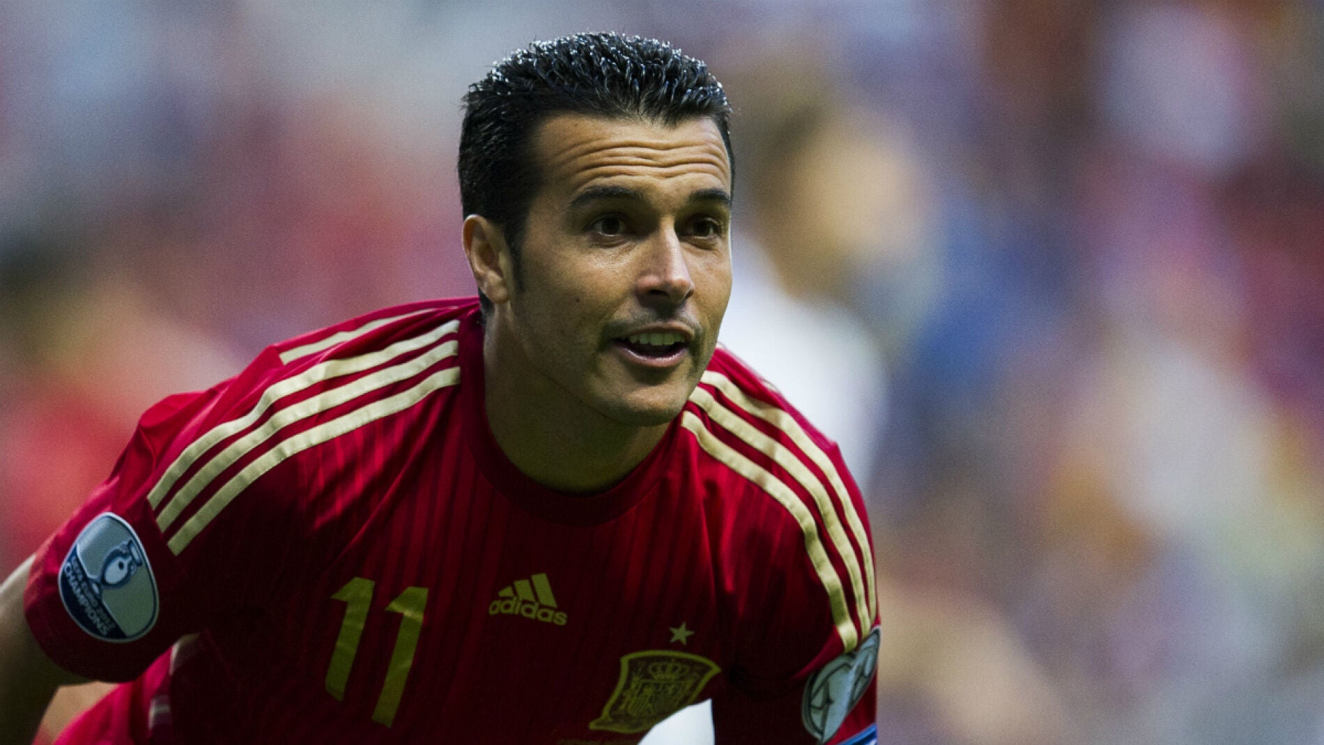 Pedro, en un partido con Espa&ntilde;a