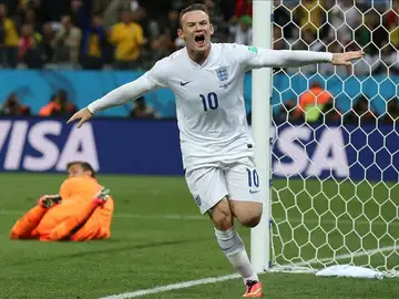 El delantero inglés Wayne Rooney celebra un gol El delantero inglés Wayne Rooney celebra un gol
