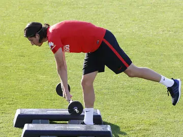 Filipe Luis, durante un entrenamiento con el Atlético de Madrid Filipe Luis, durante un entrenamiento con el Atlético de Madrid